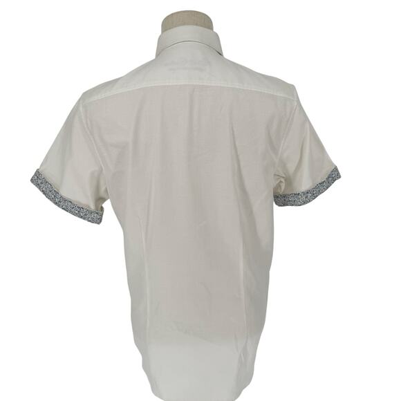 Robert Graham Woven Button Front Short Sleeve Shirt White Jacquard Damask M - Picture 2 of 8